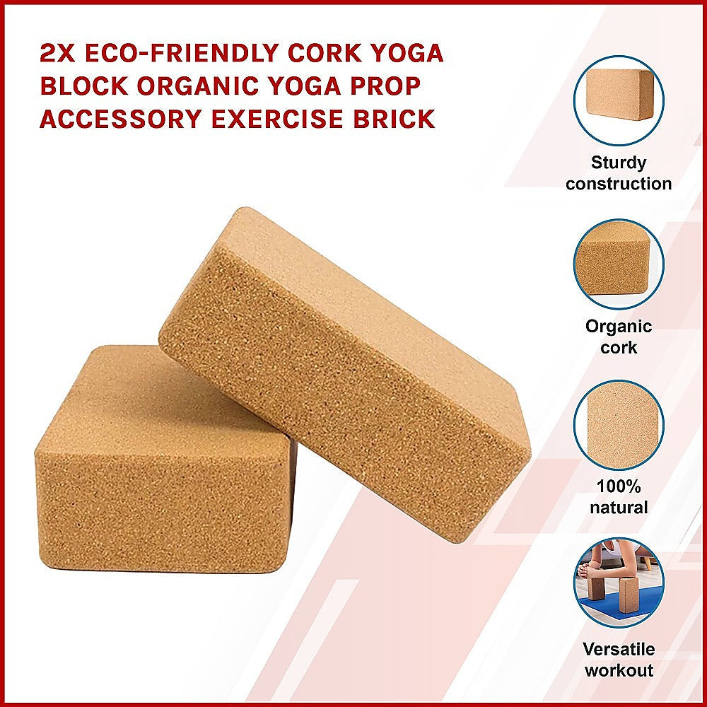 Sports & Fitness > Fitness Accessories - 2 X Cork Yoga Block Organic Yoga Prop Accessory Exercise Brick