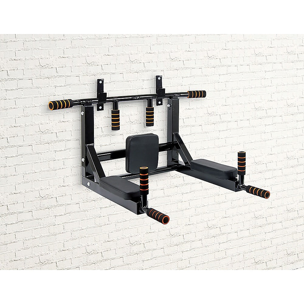 Sports & Fitness > Fitness Accessories - Heavy Duty Wall Mounted Power Station - Knee Raise - Pull Up - Chin Up -Dips Bar