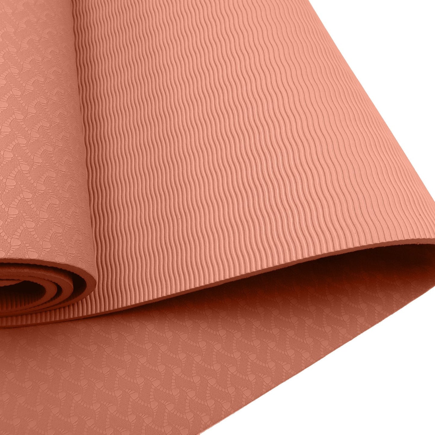 Sports & Fitness > Fitness Accessories - Powertrain Eco-friendly Dual Layer 6mm Yoga Mat | Peach | Non-slip Surface And Carry Strap For Ultimate Comfort And Portability