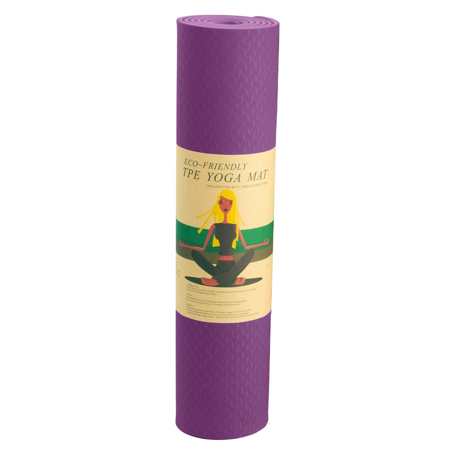 Sports & Fitness > Fitness Accessories - Powertrain Eco-friendly Dual Layer 6mm Yoga Mat | Royal Purple | Non-slip Surface And Carry Strap For Ultimate Comfort And Portability