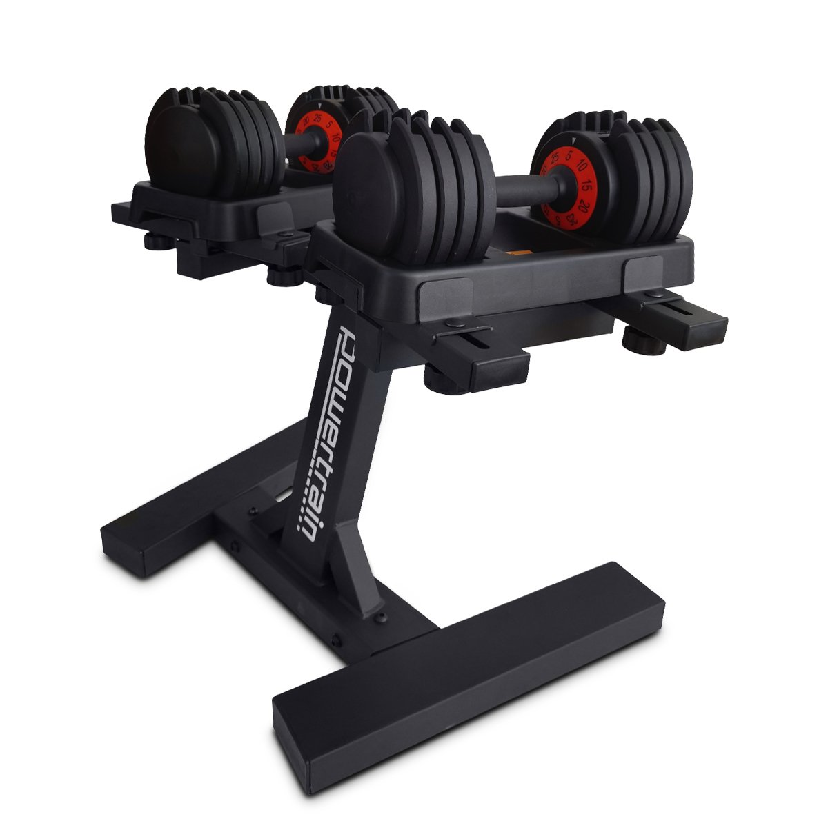 Sports & Fitness > Fitness Accessories - Powertrain GEN2 Pro Adjustable Dumbbell Set - 2 X 25kg (50kg) Home Gym Weights With Stand