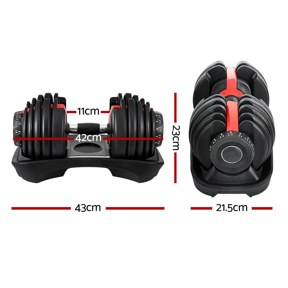 Sports & Fitness > Fitness Accessories - 24kg Adjustable Dumbbell Dumbbells Weight Plates Home Gym Fitness Exercise