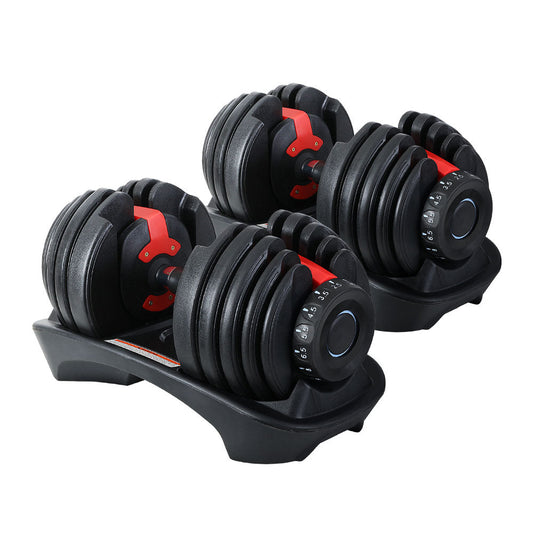 Sports & Fitness > Fitness Accessories - 2Pcs 24kg Adjustable Dumbbell Weight Dumbbells Plates Home Gym Fitness Exercise