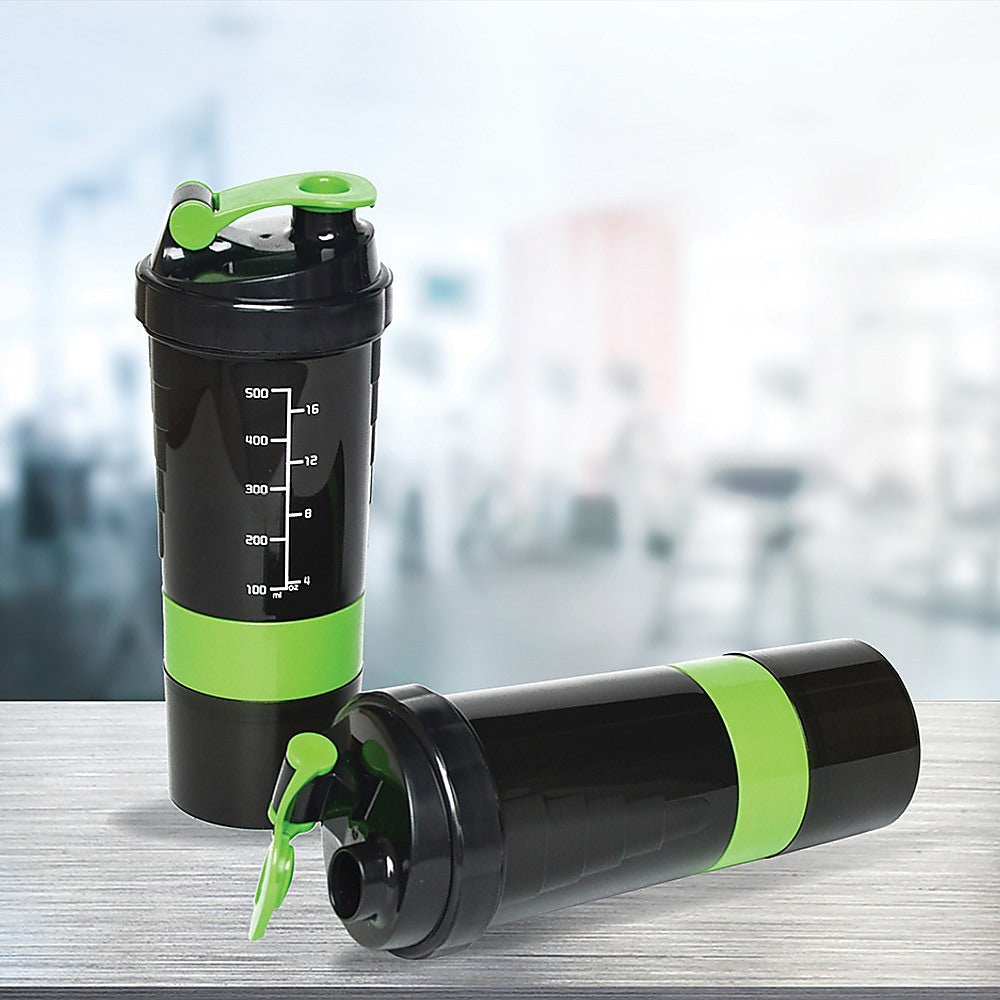 Sports & Fitness > Fitness Accessories - 2x Protein Gym Shaker Premium 3 In 1 Smart Style Blender Mixer Cup Bottle Spider