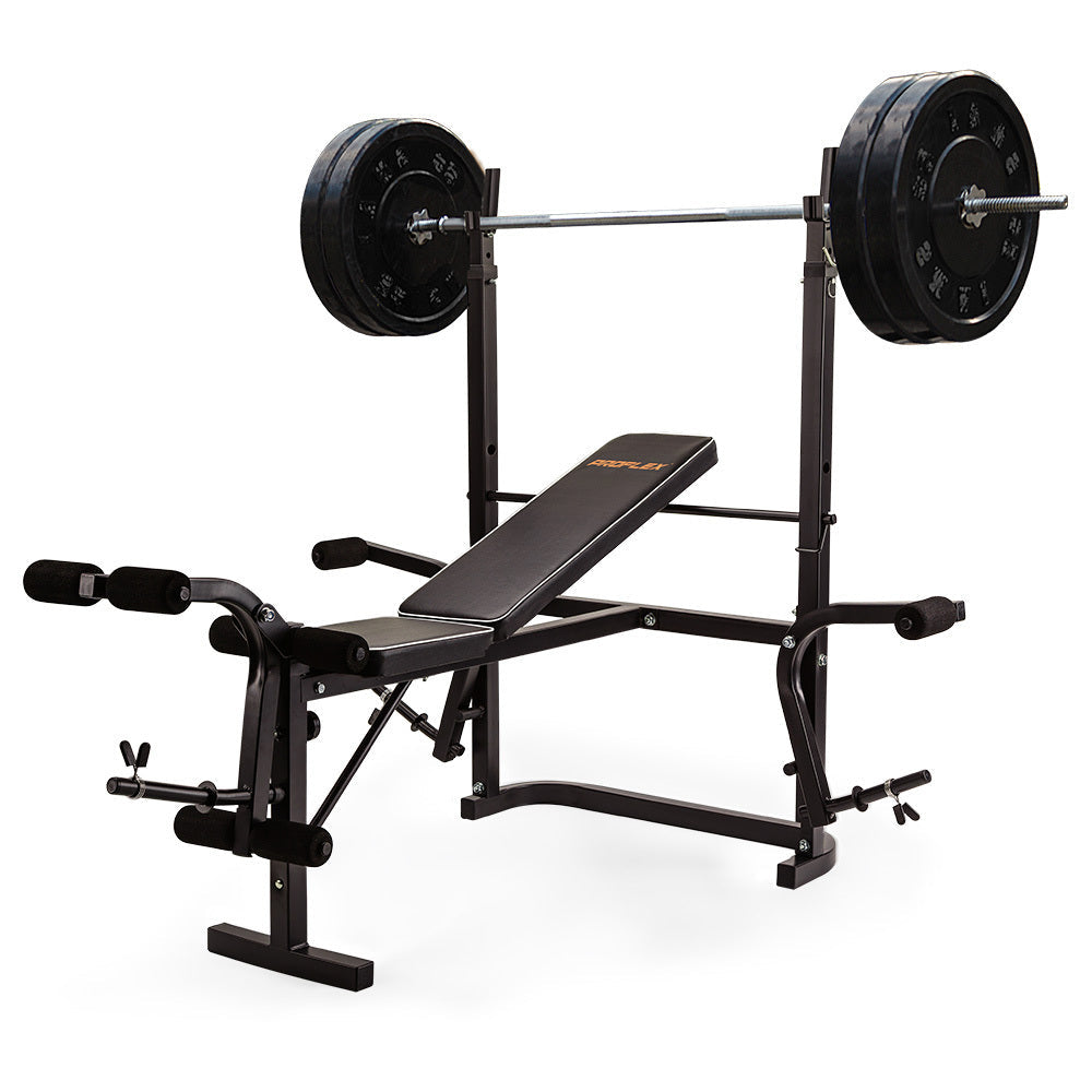 Sports & Fitness > Fitness Accessories - PROFLEX 7in1 Weight Bench Press Multi-Station Home Gym Leg Curl Equipment Set