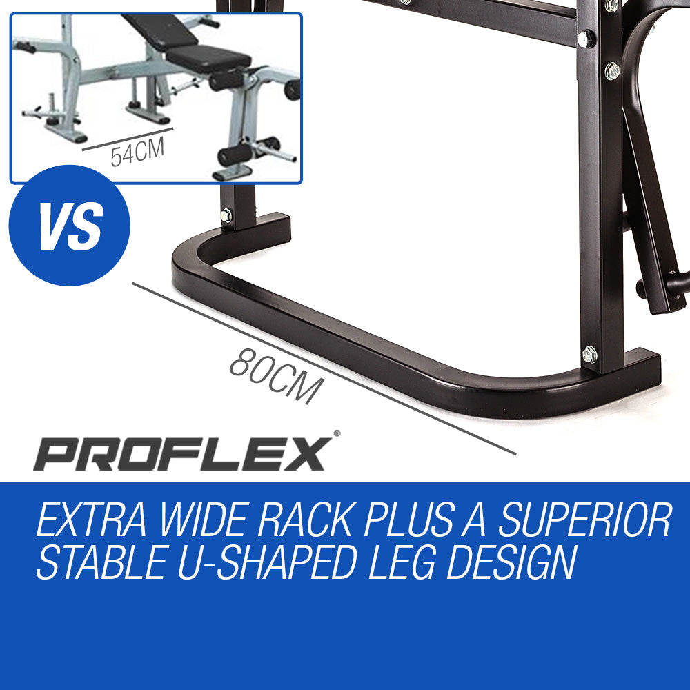 Sports & Fitness > Fitness Accessories - PROFLEX 7in1 Weight Bench Press Multi-Station Home Gym Leg Curl Equipment Set